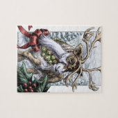 "Jingle Bells"-kerstfeestdag rendierkunst Legpuzzel (Horizontaal)