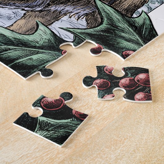 "Jingle Bells"-kerstfeestdag rendierkunst Legpuzzel (Zijkant)