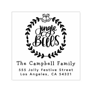 Jingle Bells Kerstmis familienaam retouradres Zelfinktende Stempel