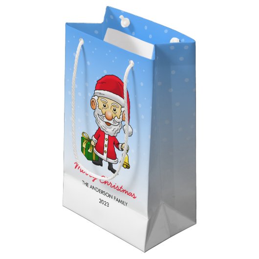 Jingle Bells met de Kerstman Klein Cadeauzakje (Voorkant Gekanteld)