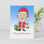 Jingle Bells met Santa Flat Christmas Kaart (Staand voorkant)