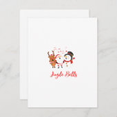 Jingle Bells met Santa, Sneeuwman en Rendier op ee Feestdagenkaart (Voorkant / Achterkant)