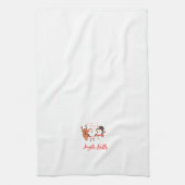 Jingle Bells met Santa, Sneeuwman en Rendier op ee Theedoek (Verticaal)