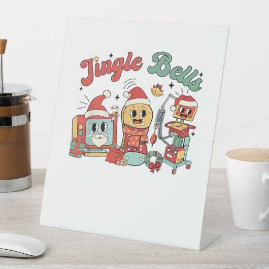 Jingle Bells Nurse, Kerstverpleegster, Grappig Ker Reclamebord Met Voetstuk (Insitu)