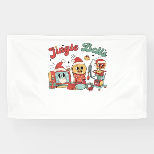 Jingle Bells Nurse, Kerstverpleegster, Grappig Ker Spandoek (Horizontaal)