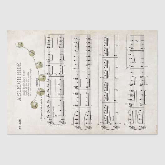 Jingle Bells on Aged Parchment with Gold Bells Tissuepapier (Voorkant)
