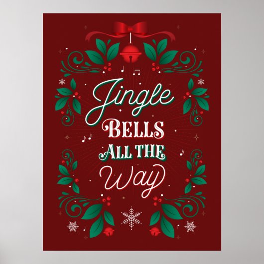 Jingle Bells over de hele weg Poster met Kerstmis  (Voorkant)