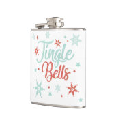 Jingle Bells Pastel Red Green Cute Drink Gift Heupfles (Links)