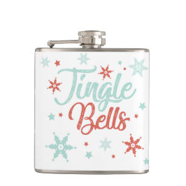 Jingle Bells Pastel Red Green Cute Drink Gift Heupfles