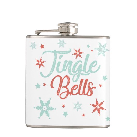 Jingle Bells Pastel Red Green Cute Drink Gift Heupfles (Voorkant)