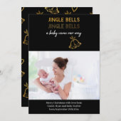 Jingle Bells Photo Holiday Birth Aankondiging (Voorkant / Achterkant)