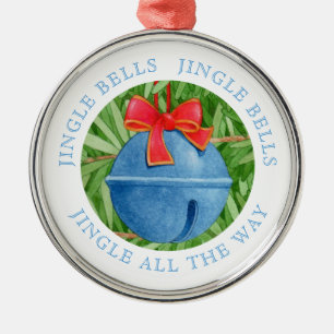 JINGLE BELLS Premium Ronde Kerstbal + Tekst Metalen Ornament