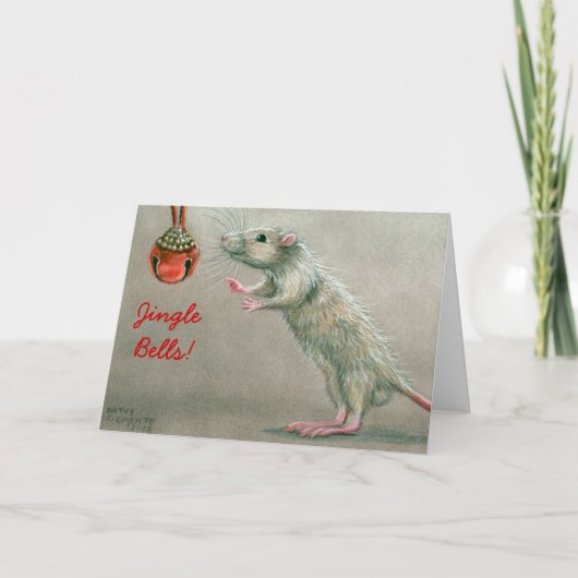 Jingle Bells Rat with bell Christmas Card Feestdagen Kaart (Voorkant)