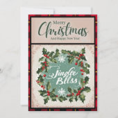 Jingle Bells Red Buffalo Check Kerst Feestdagenkaart (Voorkant)