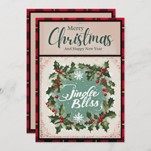 Jingle Bells Red Buffalo Check Kerst Feestdagenkaart (Voorkant / Achterkant)