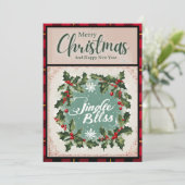 Jingle Bells Red Buffalo Check Kerst Feestdagenkaart (Staand voorkant)