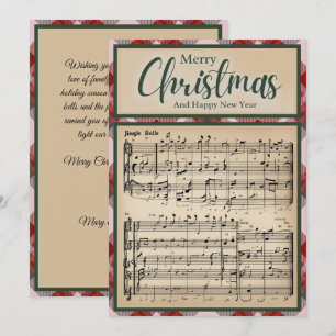 Jingle Bells Red Buffalo Plaid Christmas Feestdagenkaart