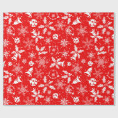 Jingle Bells Red Festive Kerstfeestdag Cadeaupapier (Vlak)