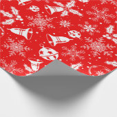Jingle Bells Red Festive Kerstfeestdag Cadeaupapier (Hoek)