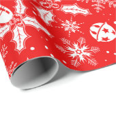 Jingle Bells Red Festive Kerstfeestdag Cadeaupapier (Rol Hoek)