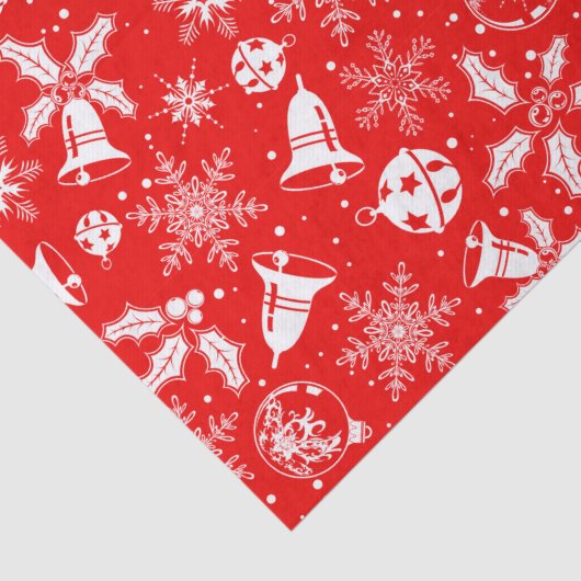 Jingle Bells Red Festive Kerstfeestdag Tissuepapier (Detail)