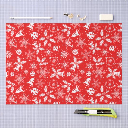 Jingle Bells Red Festive Kerstfeestdag Tissuepapier (Craft)