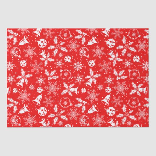 Jingle Bells Red Festive Kerstfeestdag Tissuepapier (Voorkant)