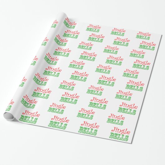 Jingle Bells Red Green Xmas kerstmis Cadeaupapier (Uitgerold)