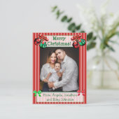 Jingle Bells Red-kerstfamilie Foto-Briefkaart Feestdagenkaart (Staand voorkant)
