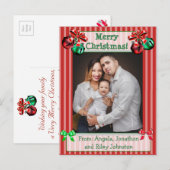 Jingle Bells Red-kerstfamilie Foto-Briefkaart Feestdagenkaart (Voorkant / Achterkant)