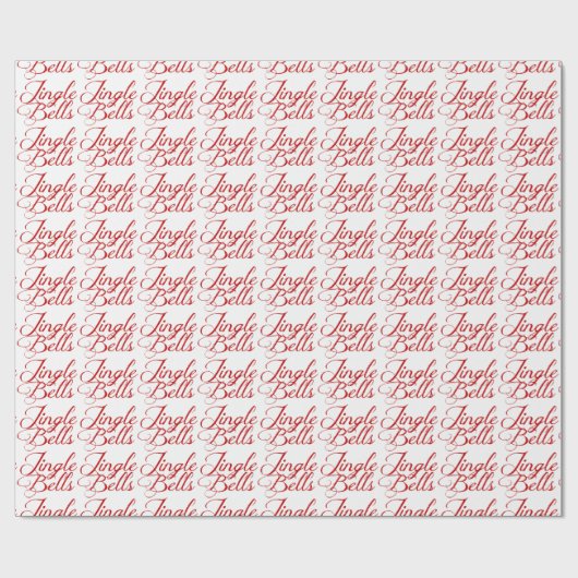 Jingle Bells Red Text Wrapping Paper Cadeaupapier (Vlak)