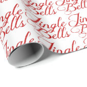 Jingle Bells Red Text Wrapping Paper Cadeaupapier (Rol Hoek)