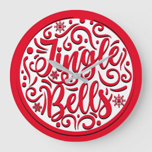 Jingle bells rode witte typografie kerstliedje grote klok