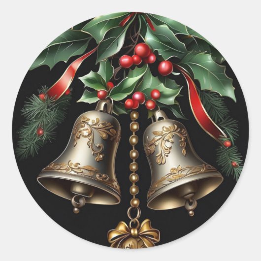  jingle bells ronde sticker (Voorkant)