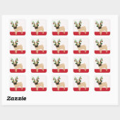 Jingle Bells Schattige Pug met gewei kerst Vierkante Sticker (Vel)