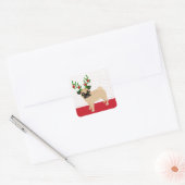 Jingle Bells Schattige Pug met gewei kerst Vierkante Sticker (Envelop)
