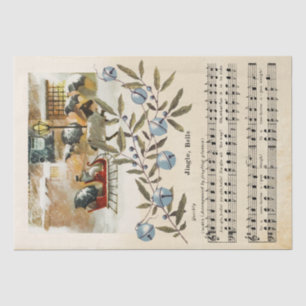 Jingle Bells Sheet Music Horse Sleigh Holiday Tissuepapier