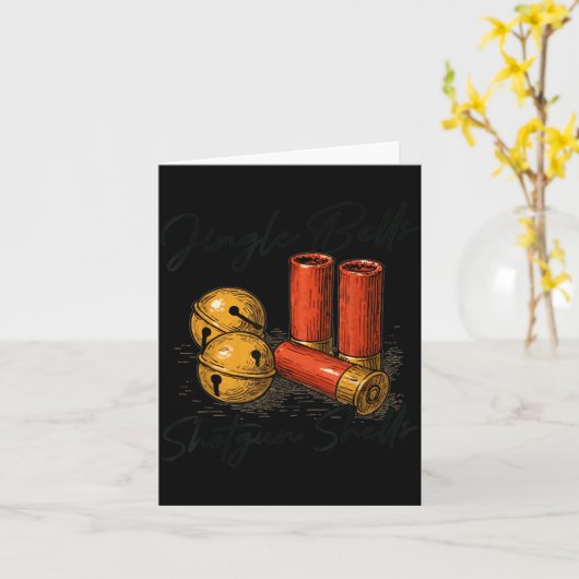 Jingle Bells Shotgun Shells Funny Hunting Christma Kaart (Gele Bloem)