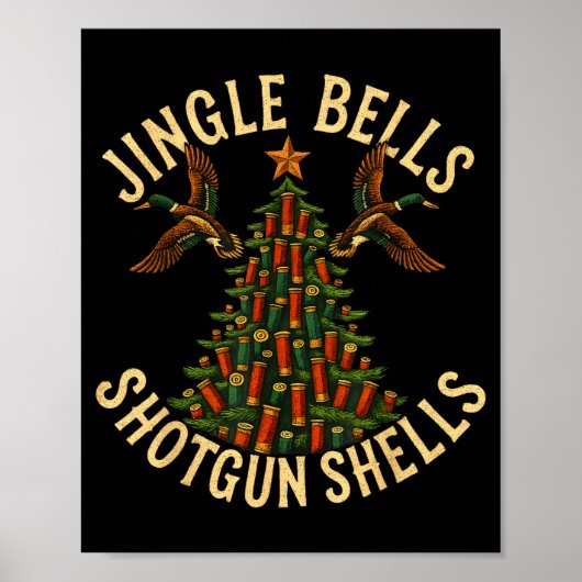Jingle Bells Shotgun Shells Funny Hunting Christma Poster (Voorkant)