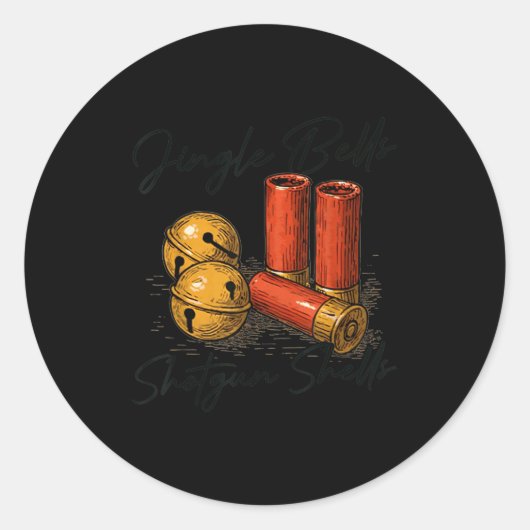 Jingle Bells Shotgun Shells Funny Hunting Christma Ronde Sticker (Voorkant)