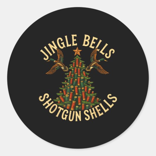 Jingle Bells Shotgun Shells Funny Hunting Christma Ronde Sticker (Voorkant)