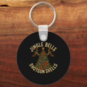 Jingle Bells Shotgun Shells Funny Hunting Christma Sleutelhanger (Voorkant)
