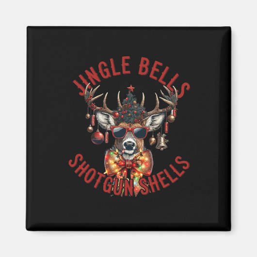 Jingle Bells Shotgun Shells Funny Hunting Hunter Magneet (Voorkant)
