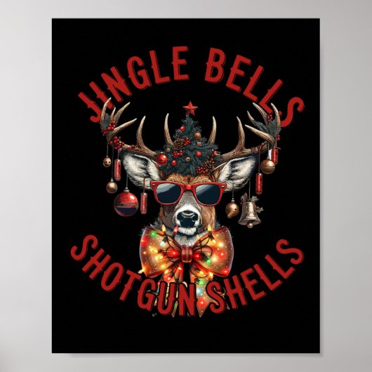 Jingle Bells Shotgun Shells Funny Hunting Hunter Poster (Voorkant)