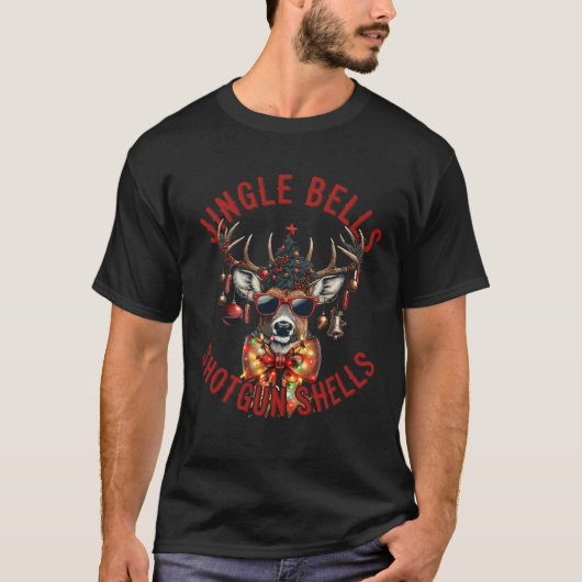 Jingle Bells Shotgun Shells Funny Hunting Hunter T-shirt (Voorkant)