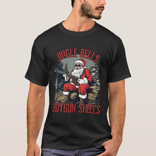 Jingle Bells Shotgun Shells Funny Santa Mannen Bru T-shirt (Voorkant)