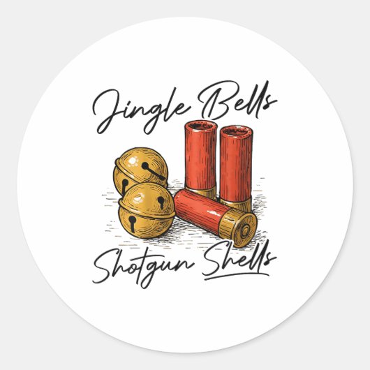 Jingle Bells Shotgun Shells (on Back)  Ronde Sticker (Voorkant)