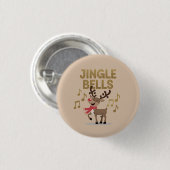 Jingle Bells Singing Reindeer Ronde Button 3,2 Cm (Voorkant /achterkant)