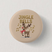 Jingle Bells Singing Reindeer Ronde Button 3,2 Cm (Voorkant)