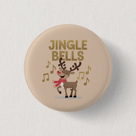 Jingle Bells Singing Reindeer Ronde Button 3,2 Cm (Voorkant)